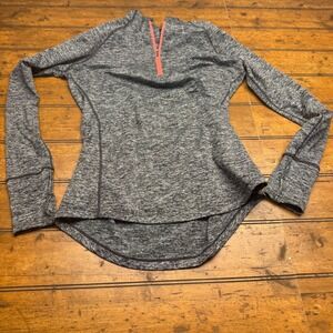 Tangerine Women's Medium Heathered Gray Quarter Zip Athletic Pullover Thumbholes